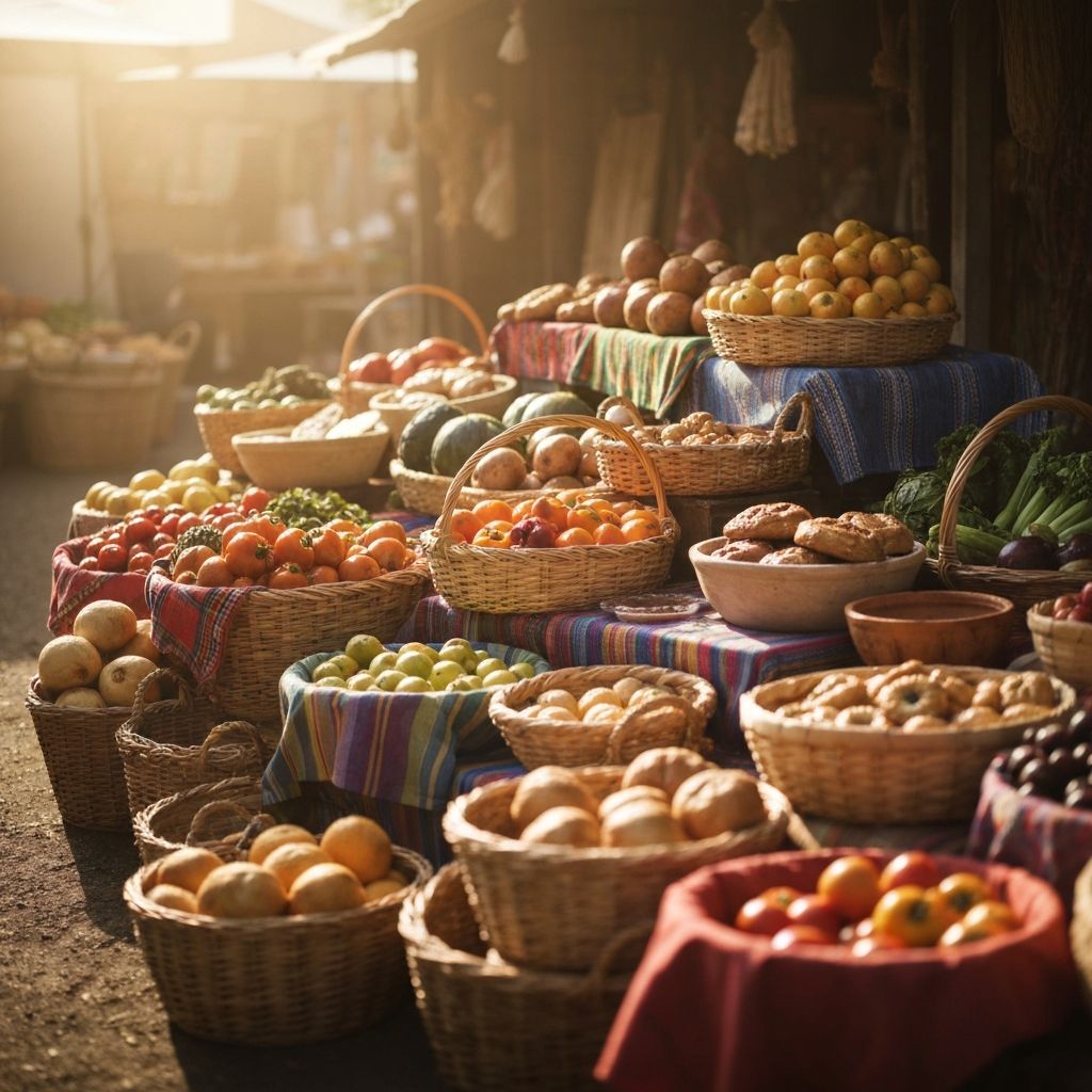 Farmers market displaying colorful whole unprocessed foods